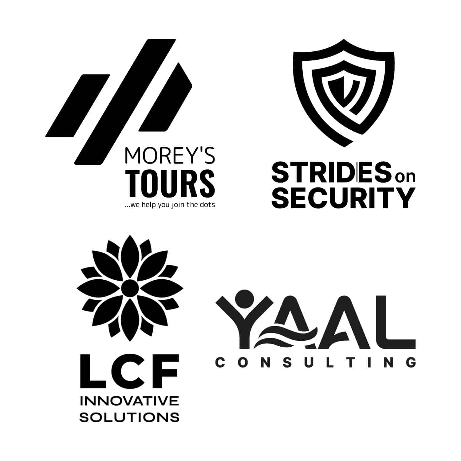 Abstract logo examples showing geometric shapes and patterns