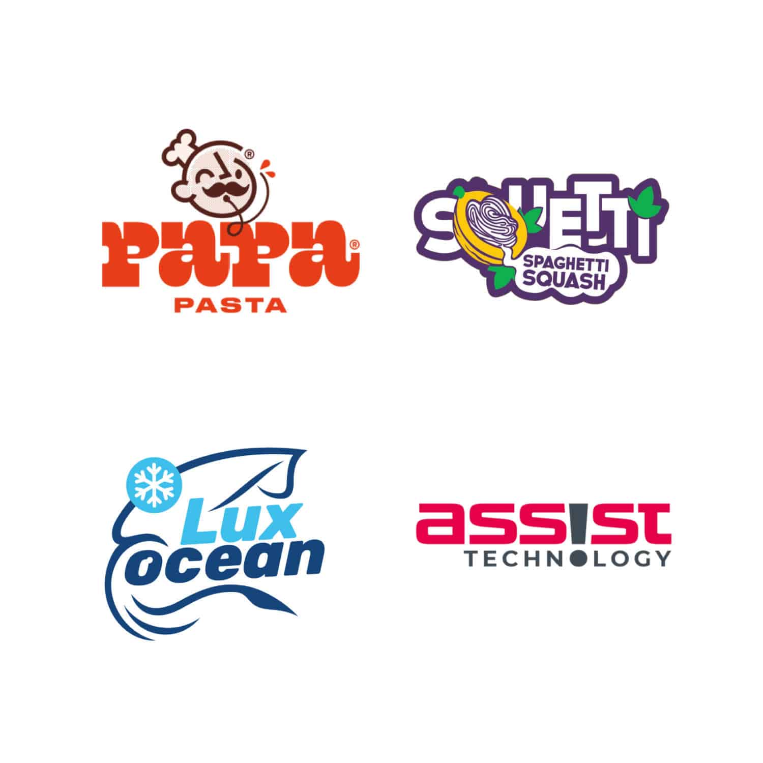 Bold color logo examples with strong saturated colors