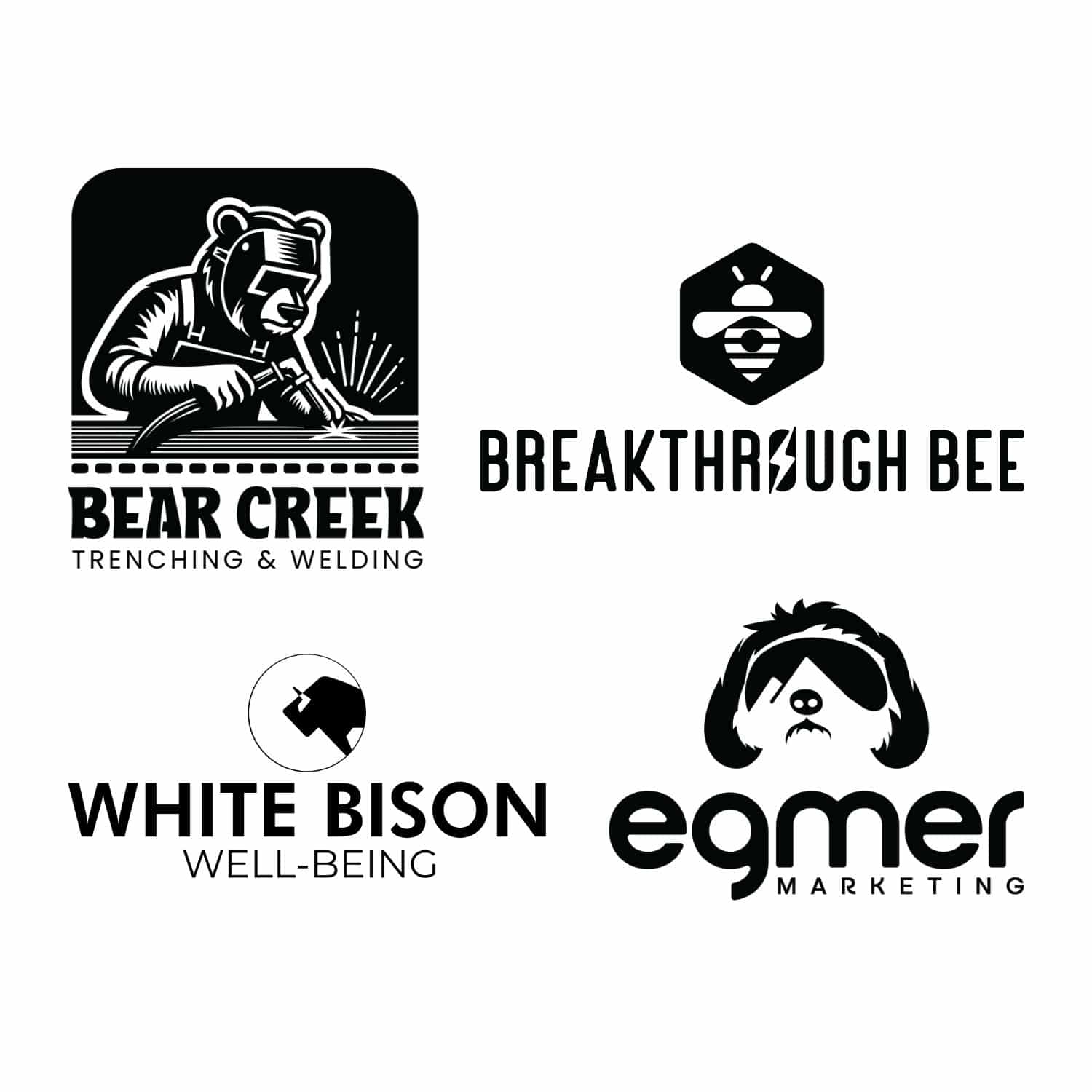 Mascot logo examples showing brand characters and figures